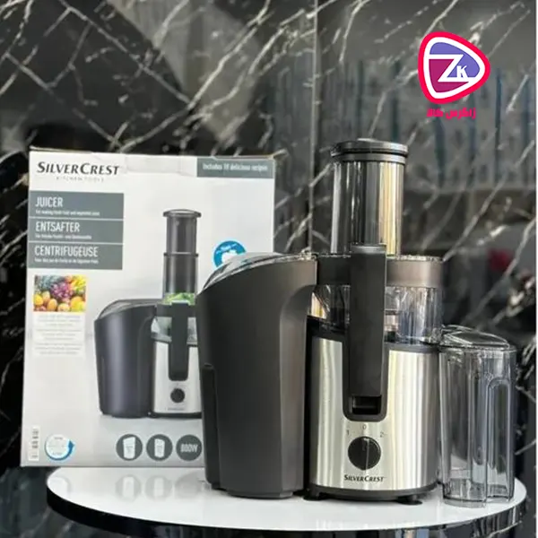 تیغه‌های استیل ضد زنگ و فیلتر میکرو غربال  آبمیوه‌گیری سیلور کرست مدل SFEE 800 A1