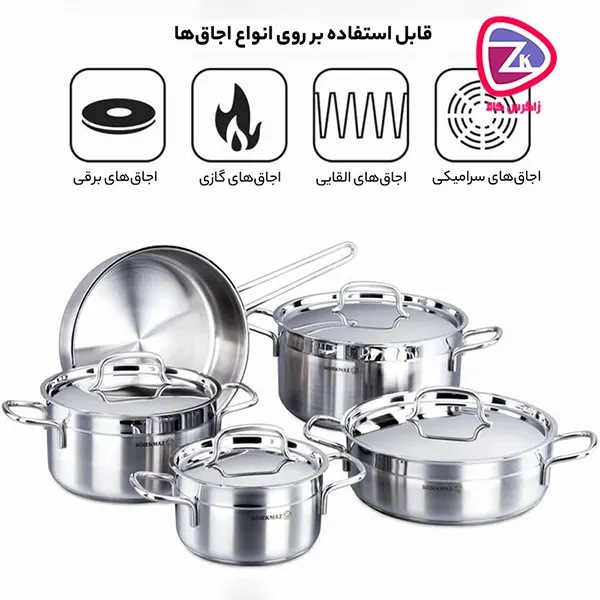 سرویس قابلمه استیل ۹ پارچه کرکماز A1660