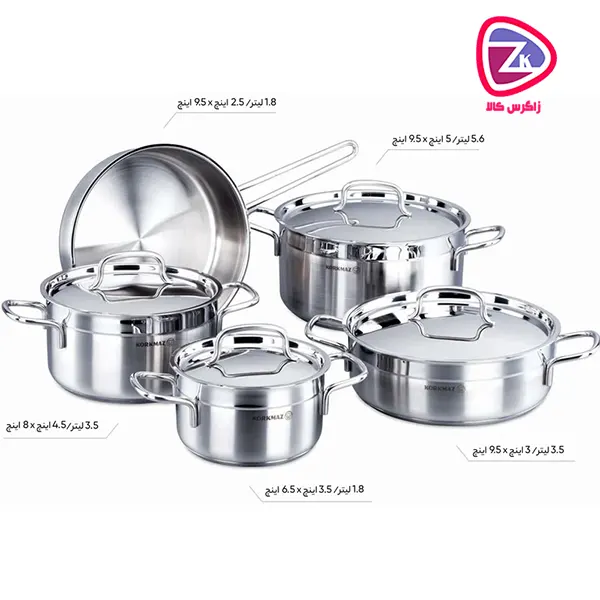 سرویس قابلمه استیل ۹ پارچه کرکماز مدل آلفا ترکیه A1660